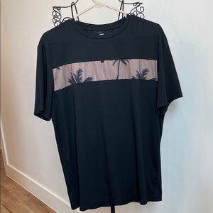 Black Tee with Brown Palm Design